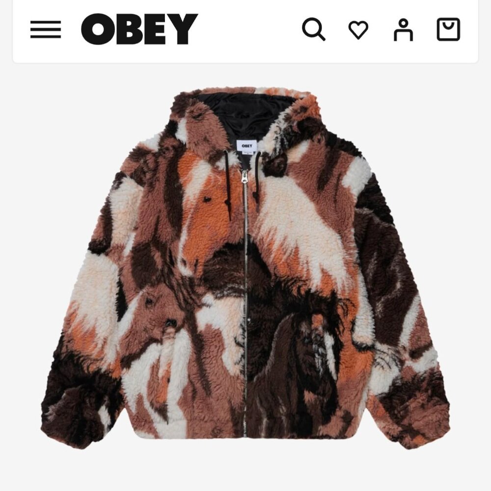 NEW with tags - OBEY fuzzy jacket